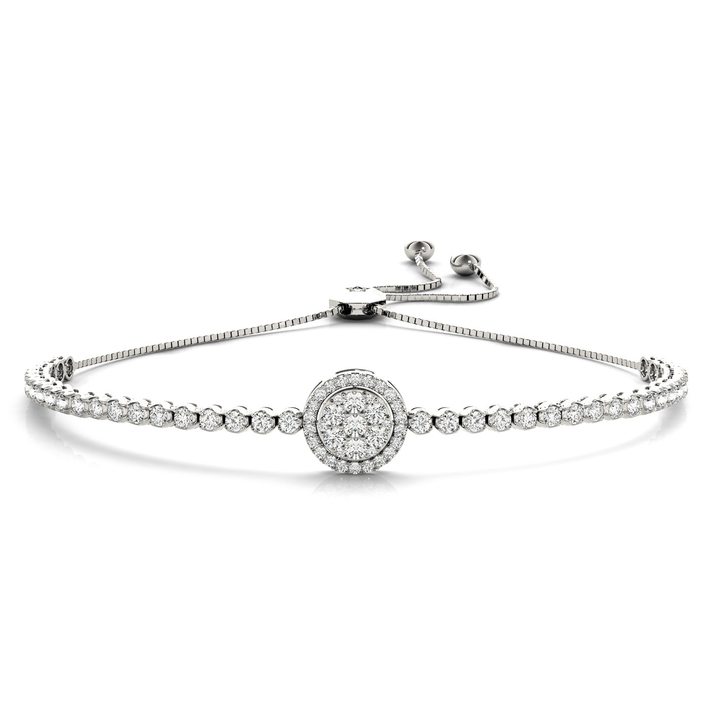 1.7 Ct Natural Diamond Round Cut Patalin  Friendship Bracelets in Silver 925