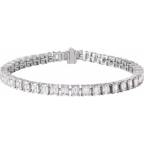 10.5 Ct Natural Emerald Cut Ryanne  Diamond Tennis Bracelets in Silver 925