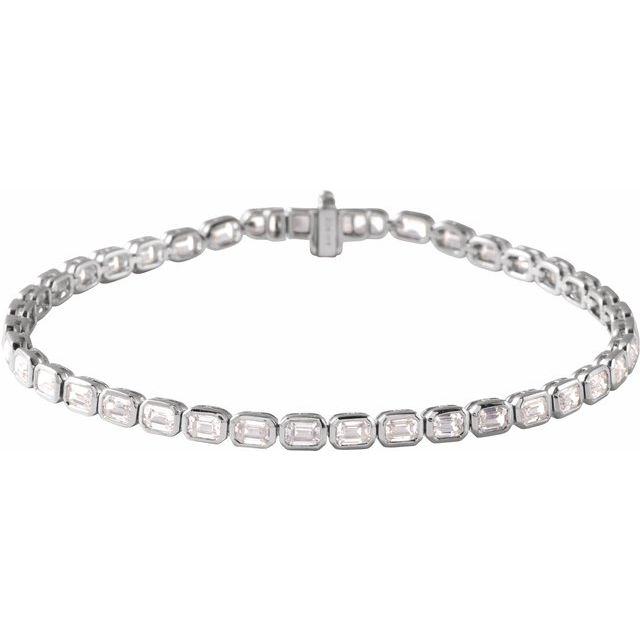 6.25 Ct Natural Emerald Cut Robina  Diamond Tennis Bracelets in Silver 925