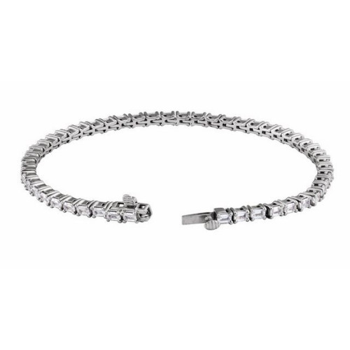 5 Ct Natural Emerald Cut Renea  Diamond Tennis Bracelets in Silver 925