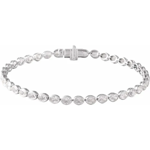 4.9 Ct Natural Oval Cut Raynne Diamond Tennis Bracelets in Silver 925