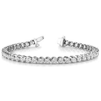 2.12 Ct Natural Round Cut Roanne  Diamond Tennis Bracelets in Silver 925