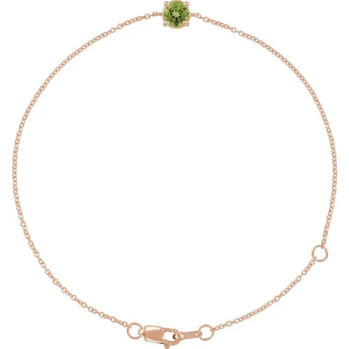 0.26 Ct Peridot Round Cut Rosary  Bracelets in 9K Yellow Gold