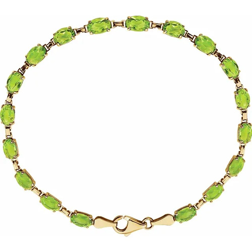 9.00ct Oval Peridot Natural and Lab Made  Bracelet With Prong Setting