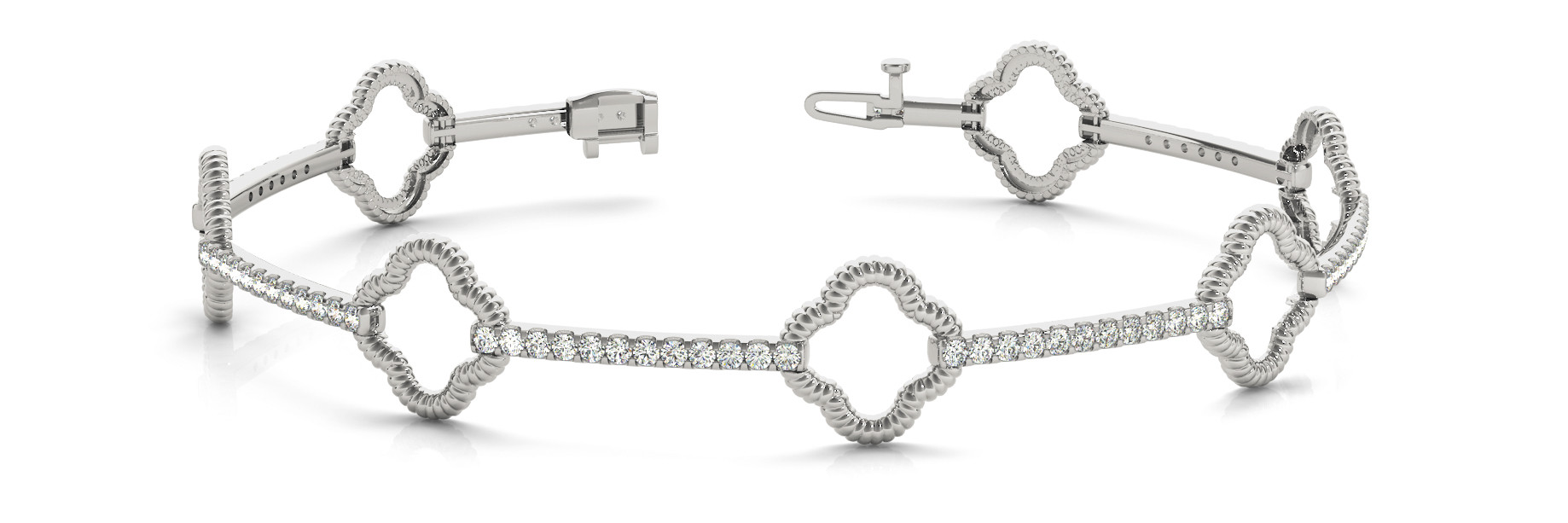 0.92 Ct Lab-Created Diamond Round Cut Lawis Designer Bracelets in Silver 925