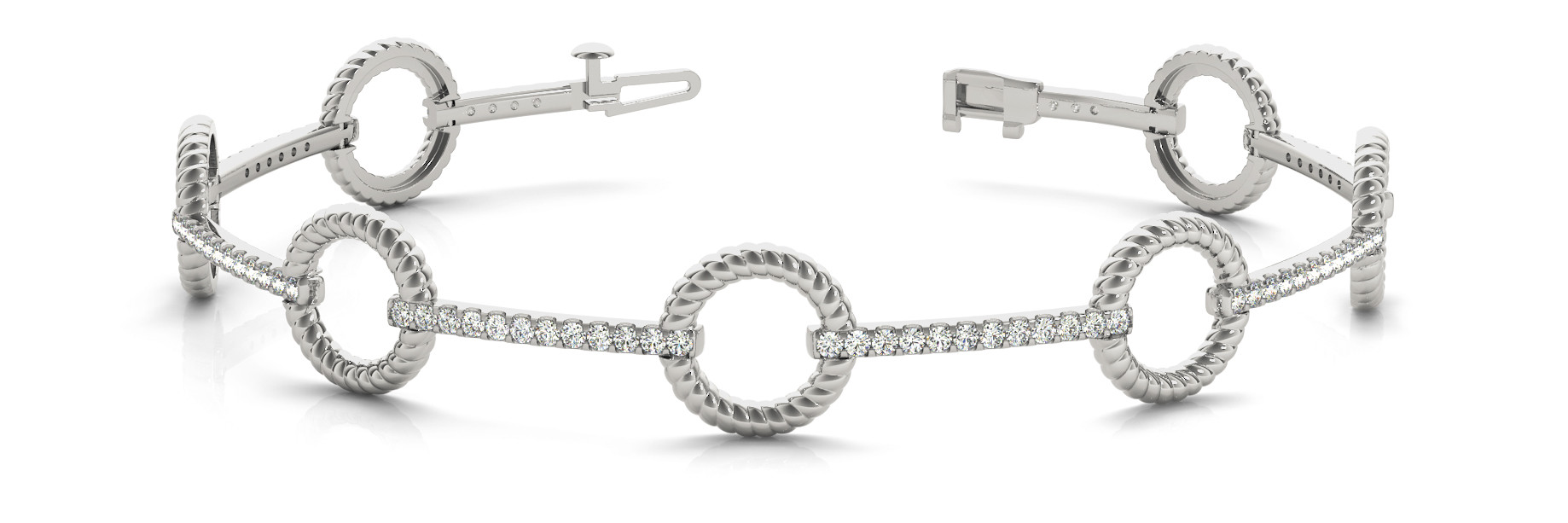 0.92 Ct Lab-Created Diamond Round Cut Freya Designer Bracelets in Silver 925