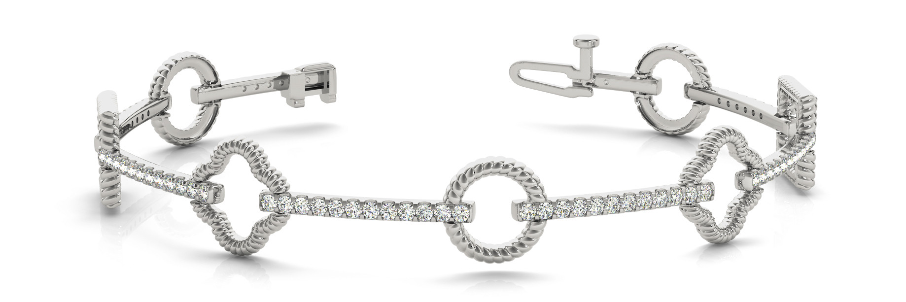 0.92 Ct Lab-Created Diamond Round Cut Theresa Designer Bracelets in Silver 925