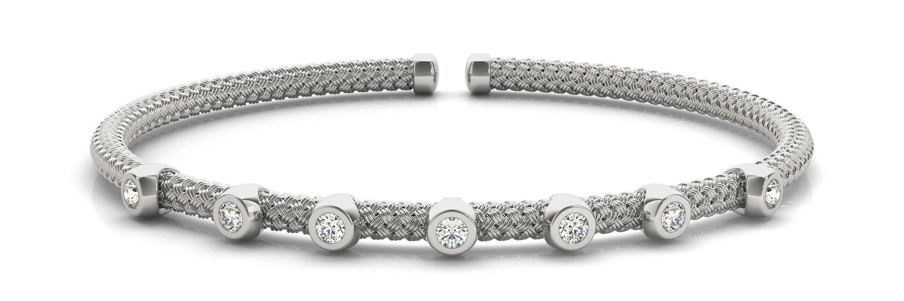 0.1 Ct Lab-Created Round Cut Esti  Diamond Bangles Bracelets in Silver 925