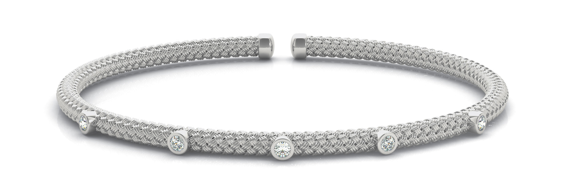 0.1 Ct Lab-Created Round Cut Aiden  Diamond Bangles Bracelets in Silver 925