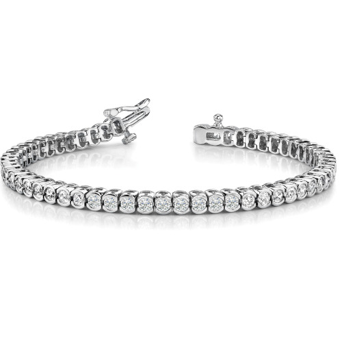 2 Ct Natural Round Cut Payton Diamond Tennis Bracelets in Silver 925