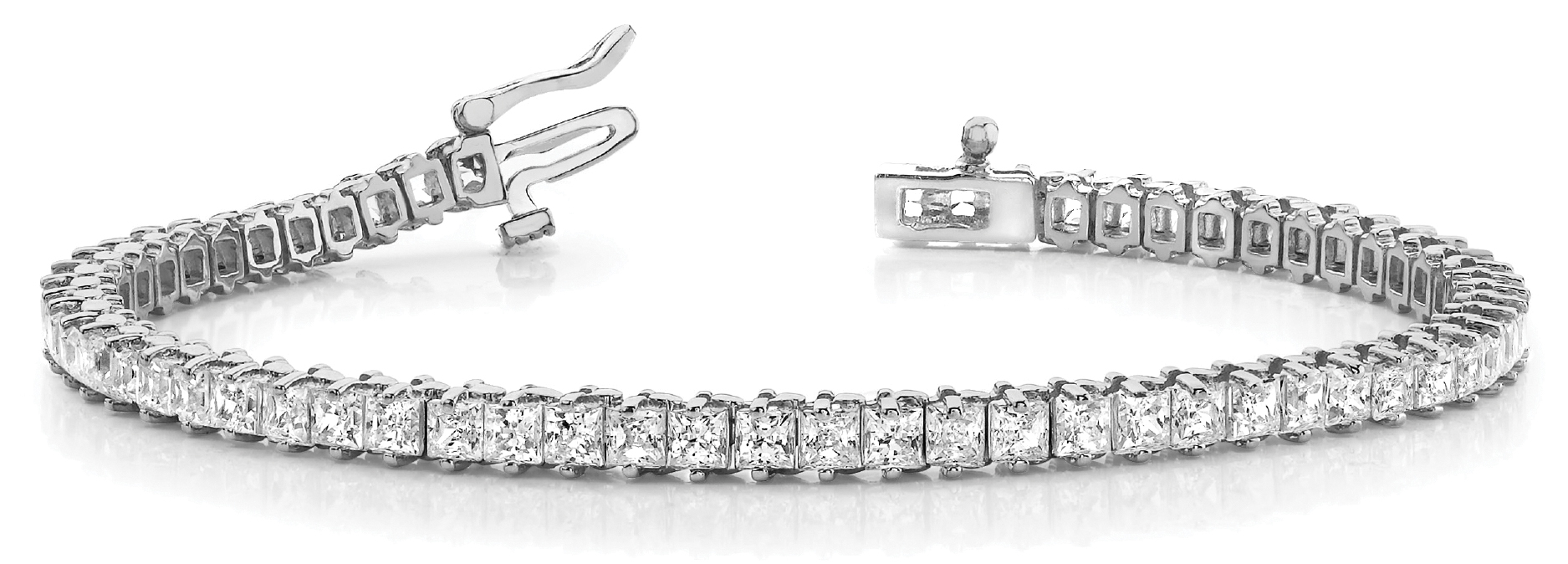 0.35 Ct Lab-Created Princess Cut Ahana Diamond Tennis Bracelets in Silver 925