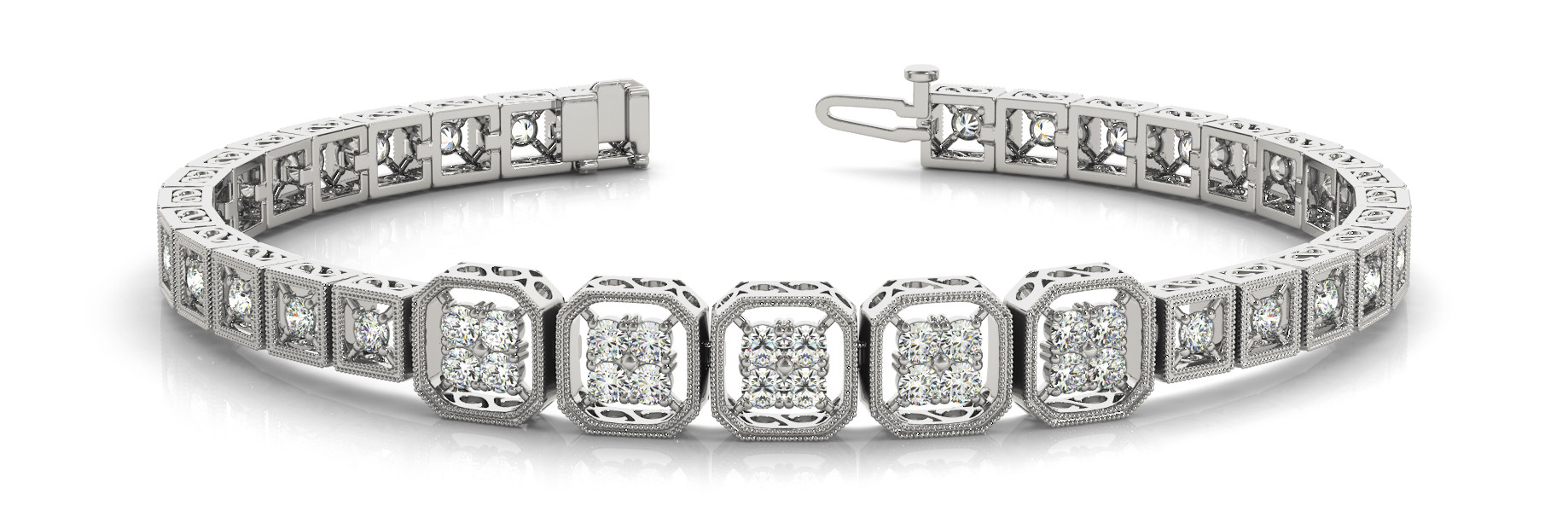 1.44 Ct Lab-Created Diamond Round Cut Mary  Designer Bracelets in Silver 925