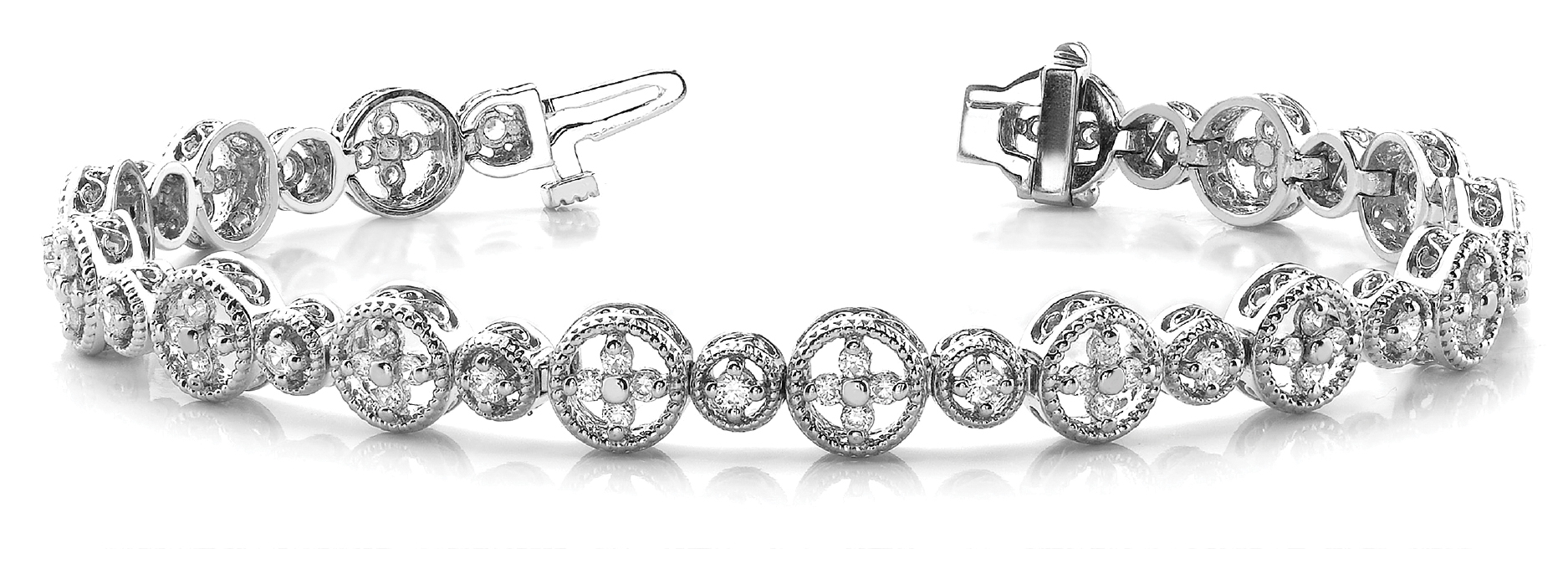 1.39 Ct Lab-Created Diamond Round Cut Bailey  Designer Bracelets in Silver 925