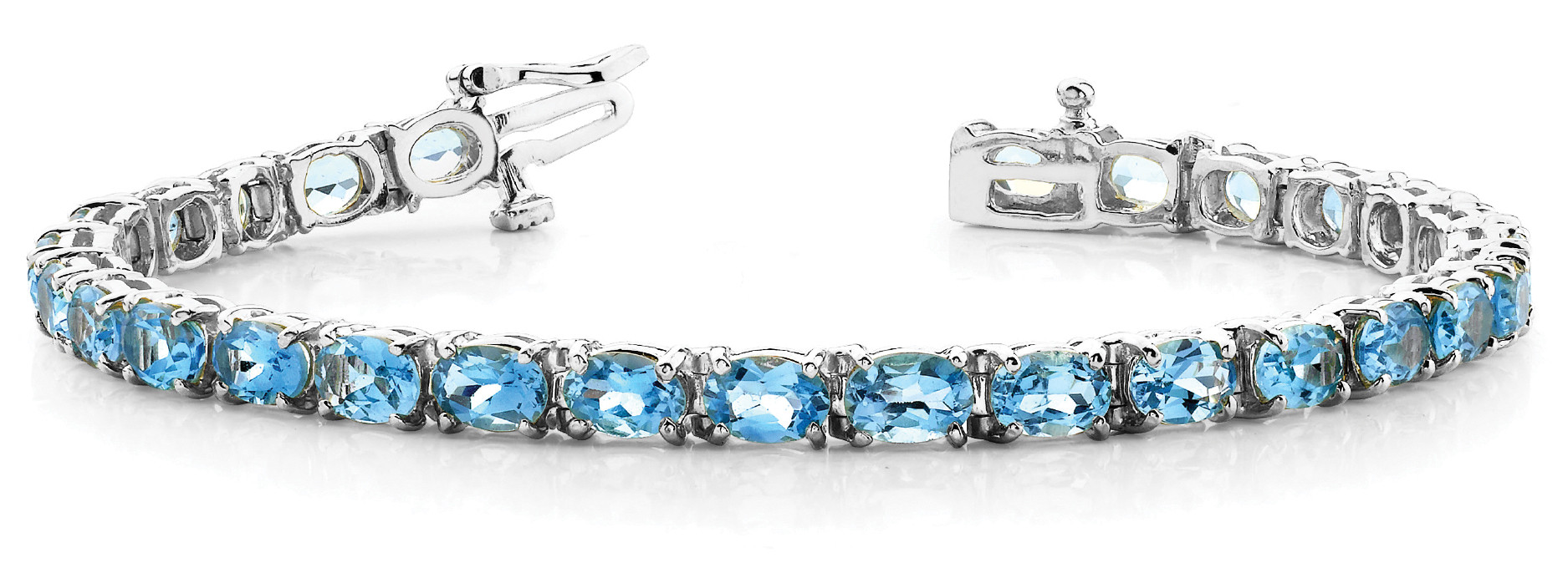 6.8 Ct Blue Topaz Oval Cut Keira  Diamond Bangles Bracelets in Silver 925