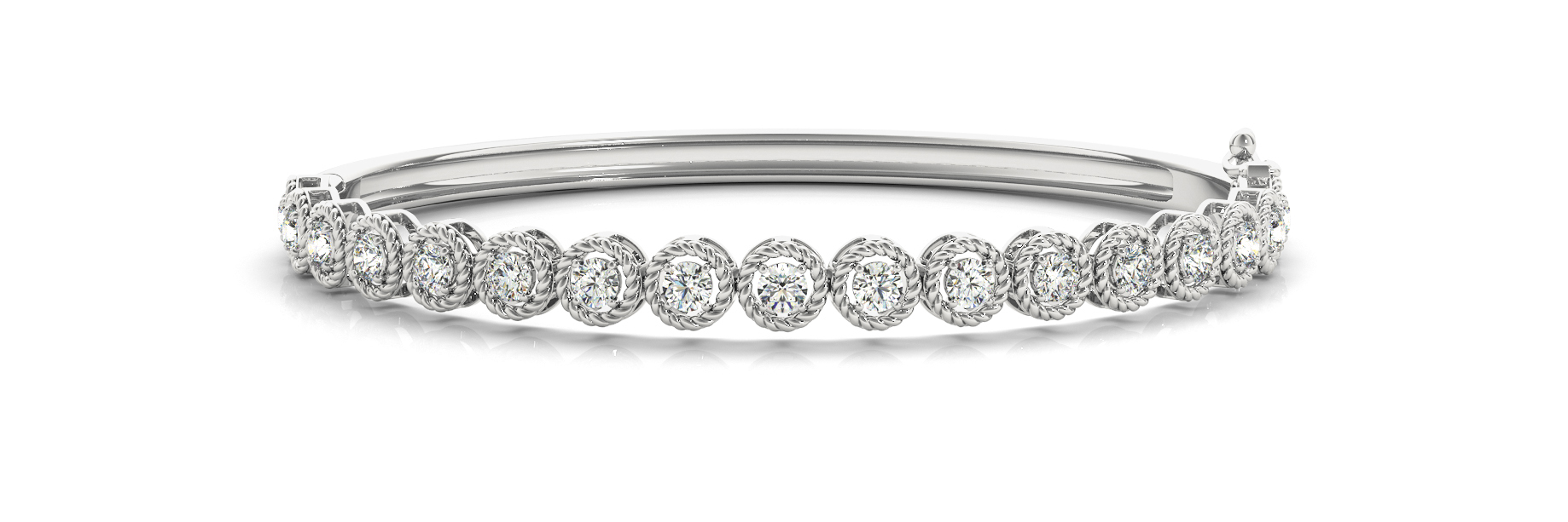 0.5 Ct Natural Round Cut Viva  Diamond Bangles in Silver 925