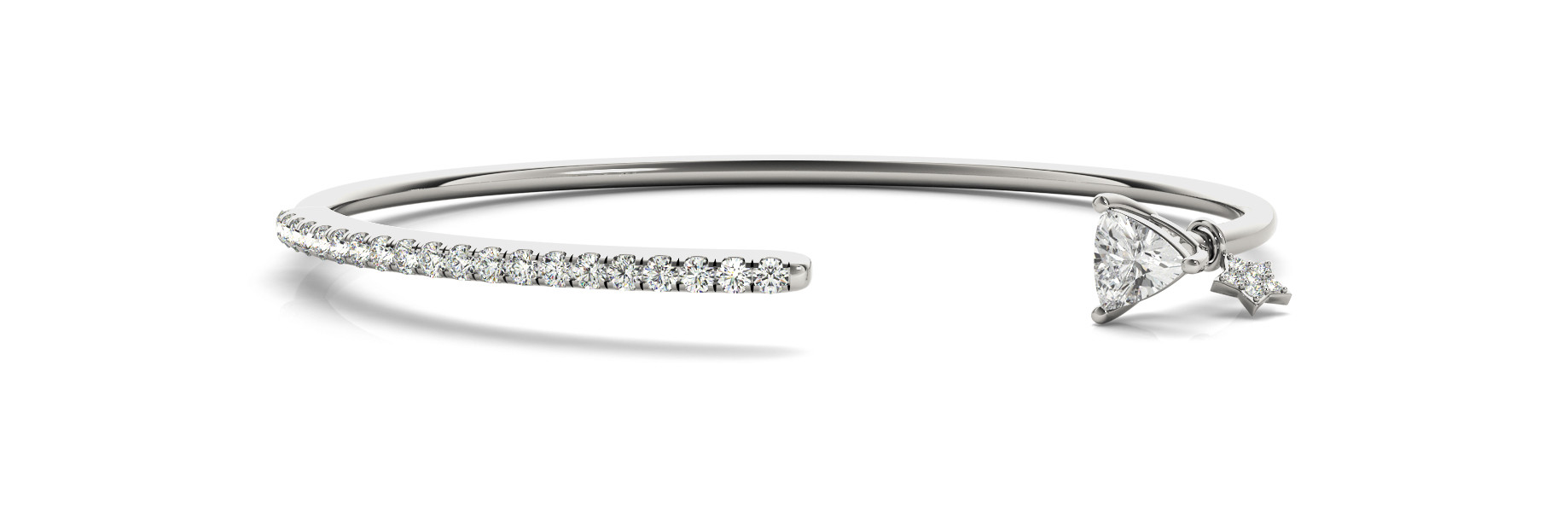 1.1 Ct Natural Trillion Cut Valyn  Diamond Bangles in Silver 925