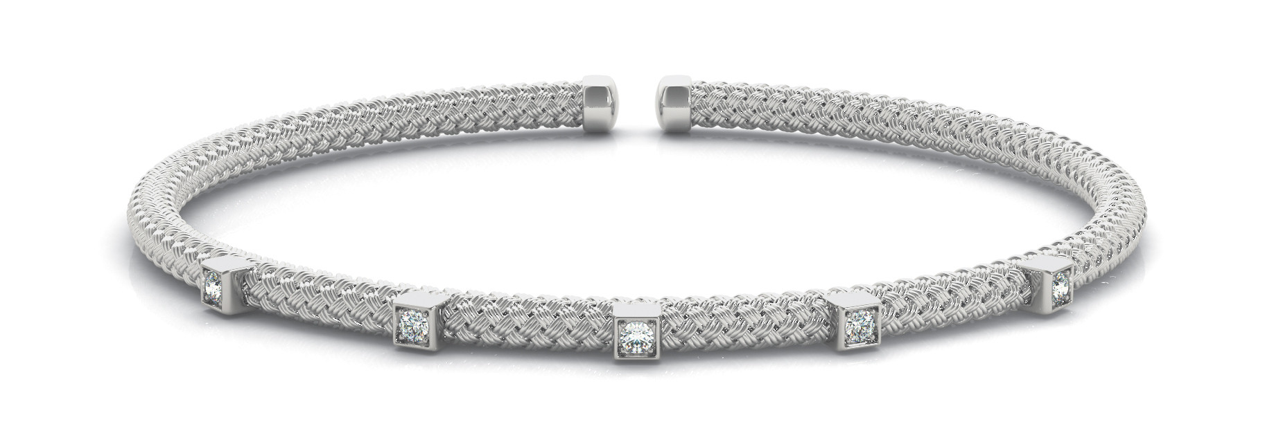 0.15 Ct Lab-Created Round Cut Emberly  Diamond Bangles Bracelets in Silver 925