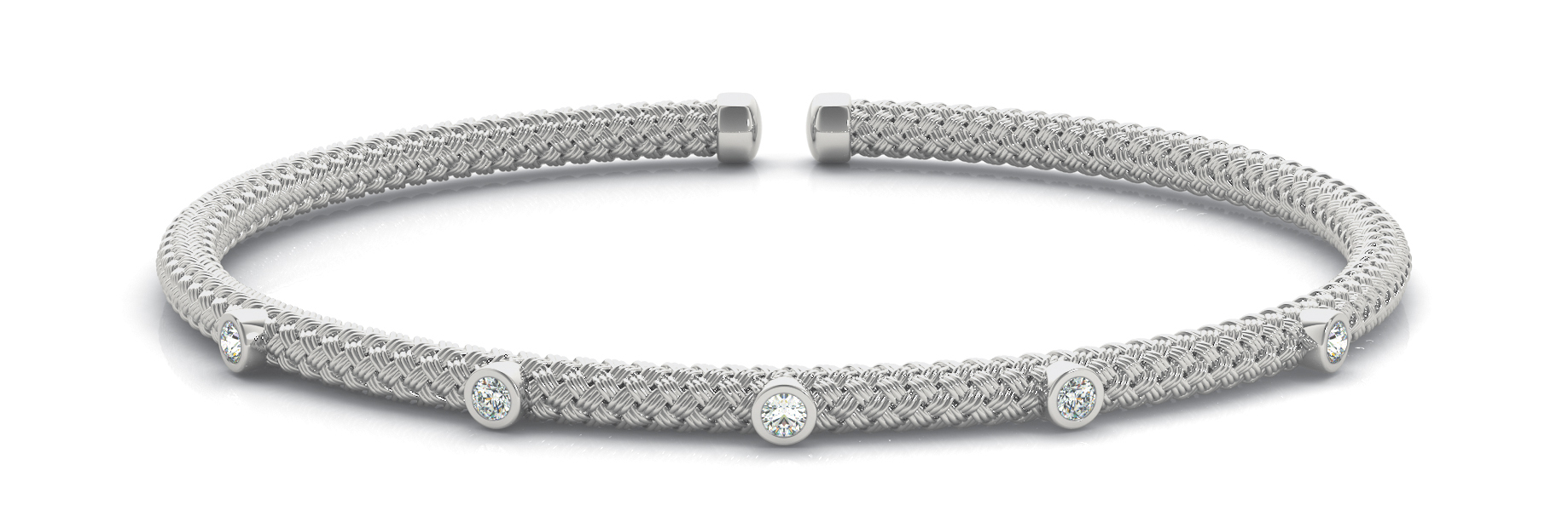 0.1 Ct Natural Round Cut Veeksha  Diamond Bangles in Silver 925