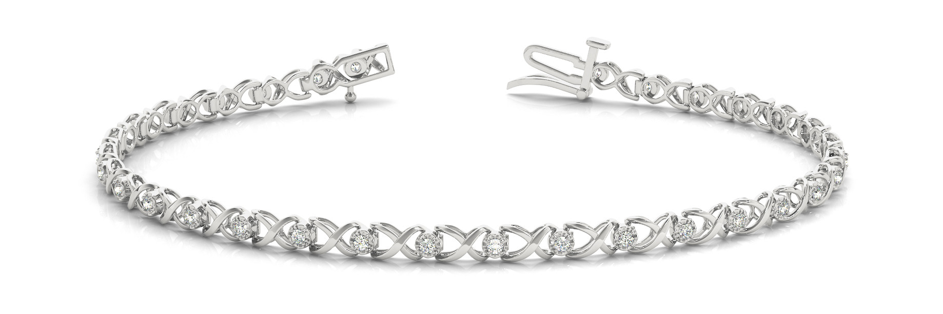 0.29 Ct Lab-Created Diamond Round Cut Lucille Chain Bracelets in Silver 925