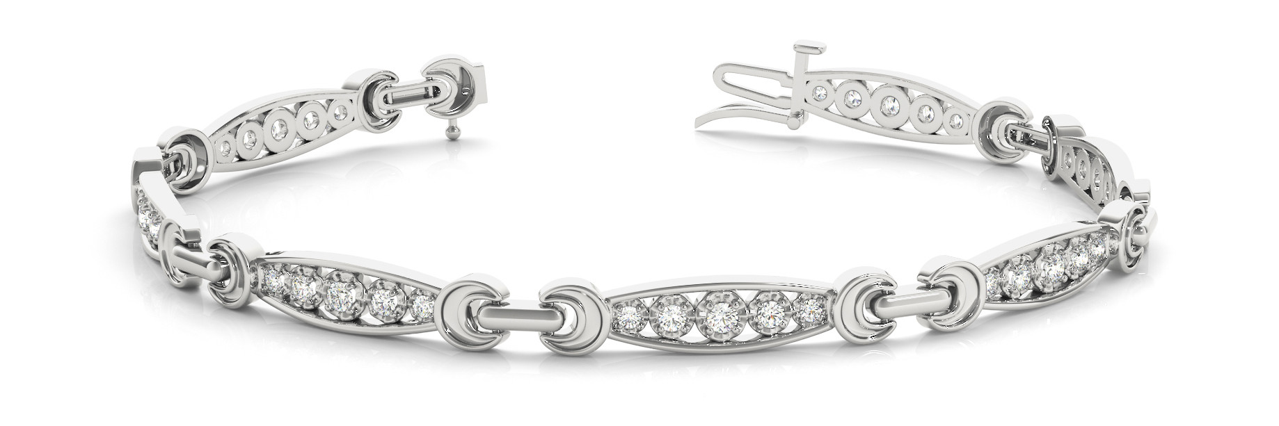 0.38 Ct Lab-Created Diamond Round Cut Eileen  Chain Bracelets in Silver 925