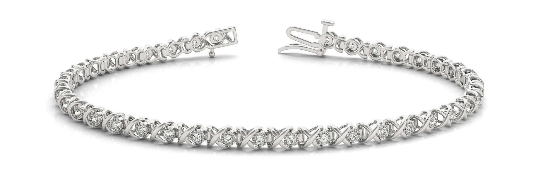 0.37 Ct Lab-Created Diamond Round Cut Eugenia Chain Bracelets in Silver 925