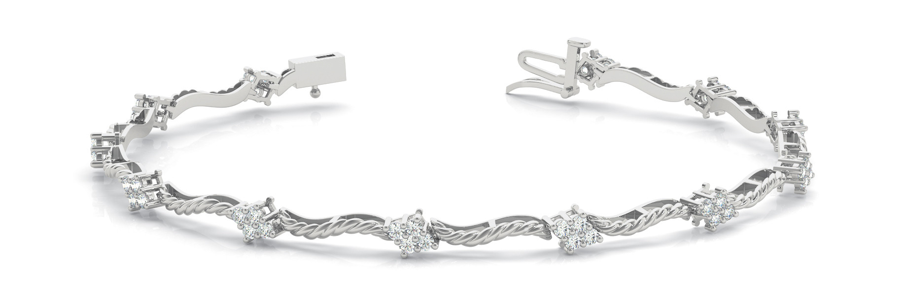 1.2 Ct Lab-Created Diamond Round Cut Jolene  Chain Bracelets in Silver 925