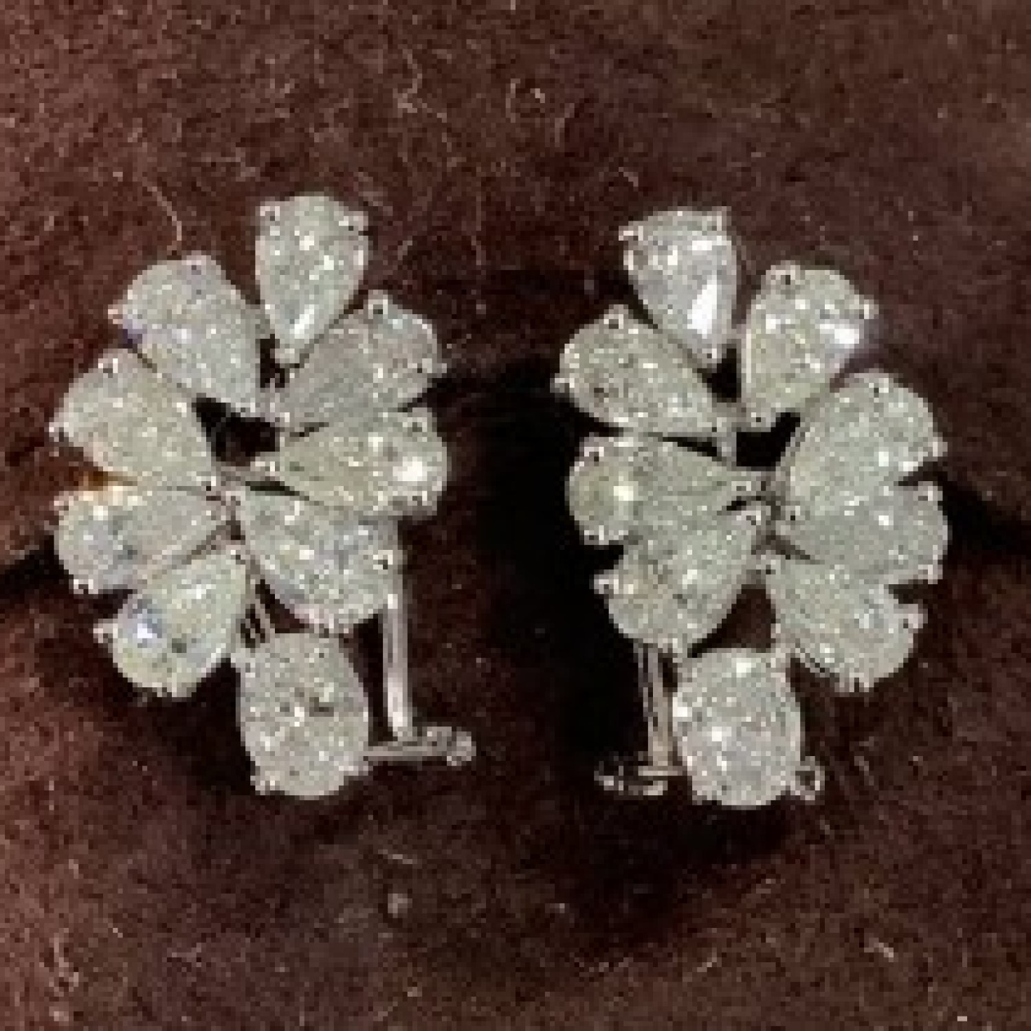 4.44 Ct Natural Mixed Shape Cut Fawne  Cluster Diamond Earrings in 14K White Gold