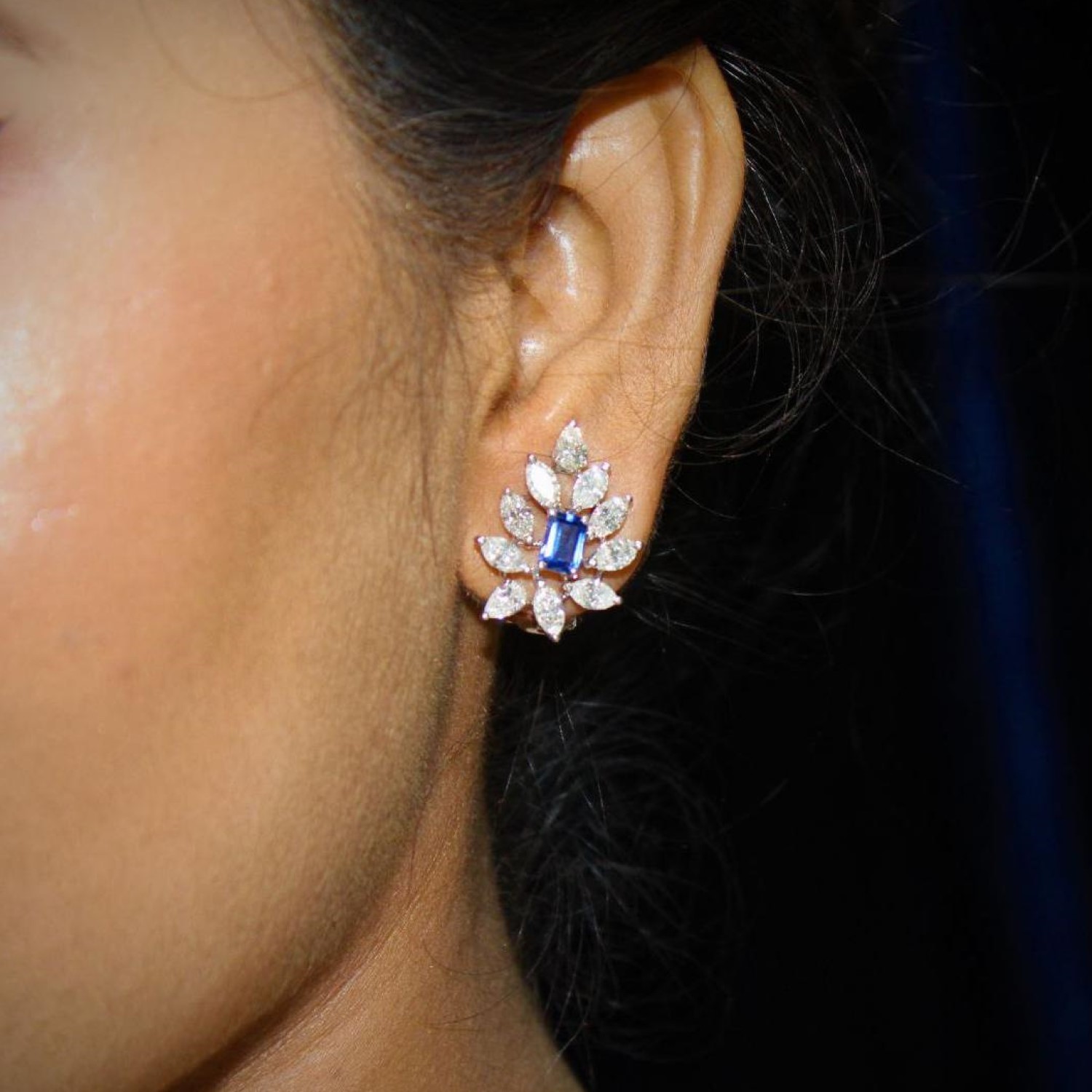 5.42 Carat Natural Cluster Diamond Earrings