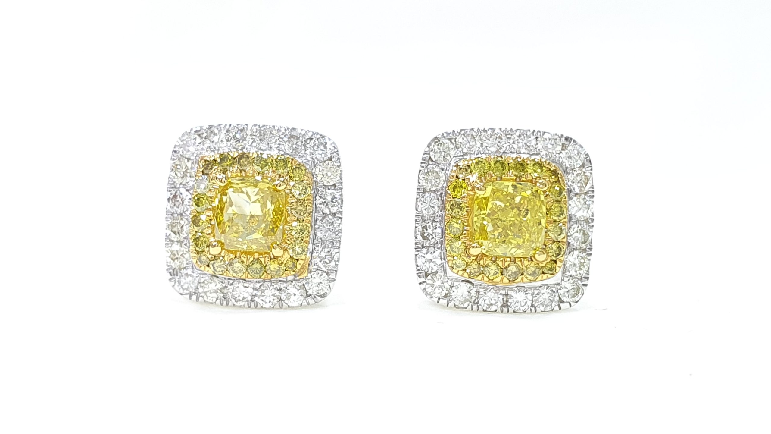 0.60 Carat Yellow Diamond Earrings
