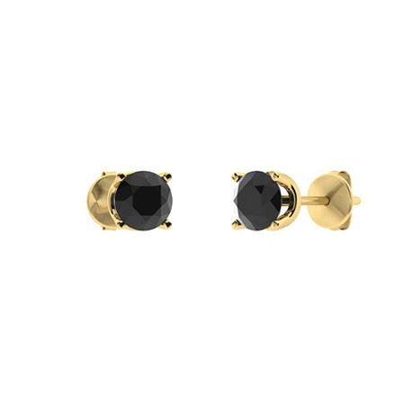 1 Ct Round Cut Haylea  Black Diamond Earrings in 9K White Gold