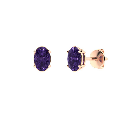 1 Ct Amethyst Oval Cut Gaelyn  Diamond Earrings in 9K White Gold