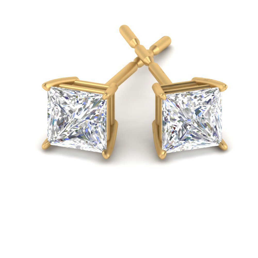 0.1 Ct Natural Princess Cut Juliana  Studs Diamond Earrings in 9K White Gold