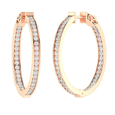 0.5 Ct Lab-Created Round Cut Kailey  Hoop Diamond Earrings in 9K White Gold