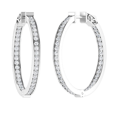 0.50 - 2.95 Carat Natural Hoop Diamond Earrings