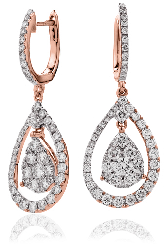 1 Ct Natural Round Cut Kallita  Drop Diamond Earrings in 9K White Gold