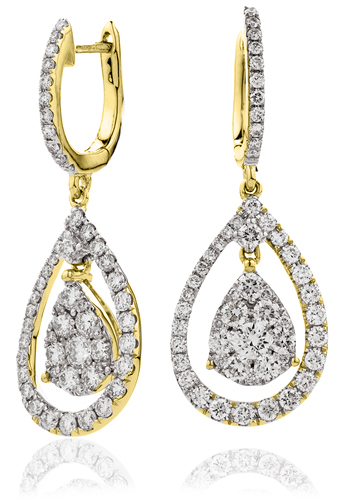 1 Ct Natural Round Cut Kallita  Drop Diamond Earrings in 9K White Gold