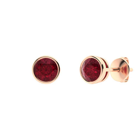 0.15 Ct Natural Ruby Round Cut Heleana  Diamond Earrings in 9K White Gold