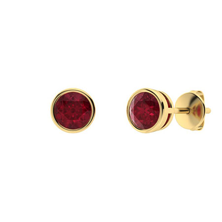 0.15 Ct Natural Ruby Round Cut Heleana  Diamond Earrings in 9K White Gold