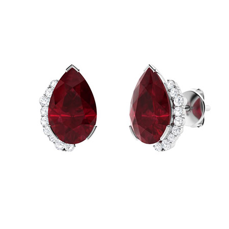 0.30 Carat Natural Ruby Diamond Earrings