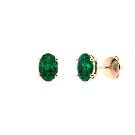 0.5 Ct Emerald Oval Cut Helueua  Diamond Earrings in 9K White Gold