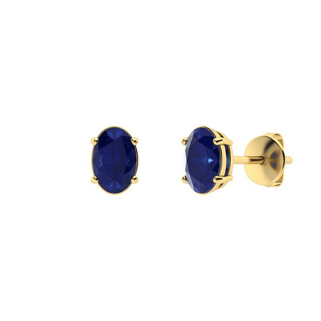 0.5 Ct Blue Sapphire Oval Cut Geraldine  Diamond Earrings in 9K White Gold