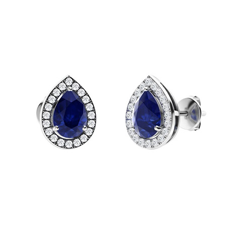 0.50 Carat Blue Sapphire Diamond Earrings