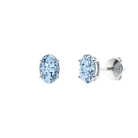 1.00 Carat Aquamarine Birthstone Diamond Earrings