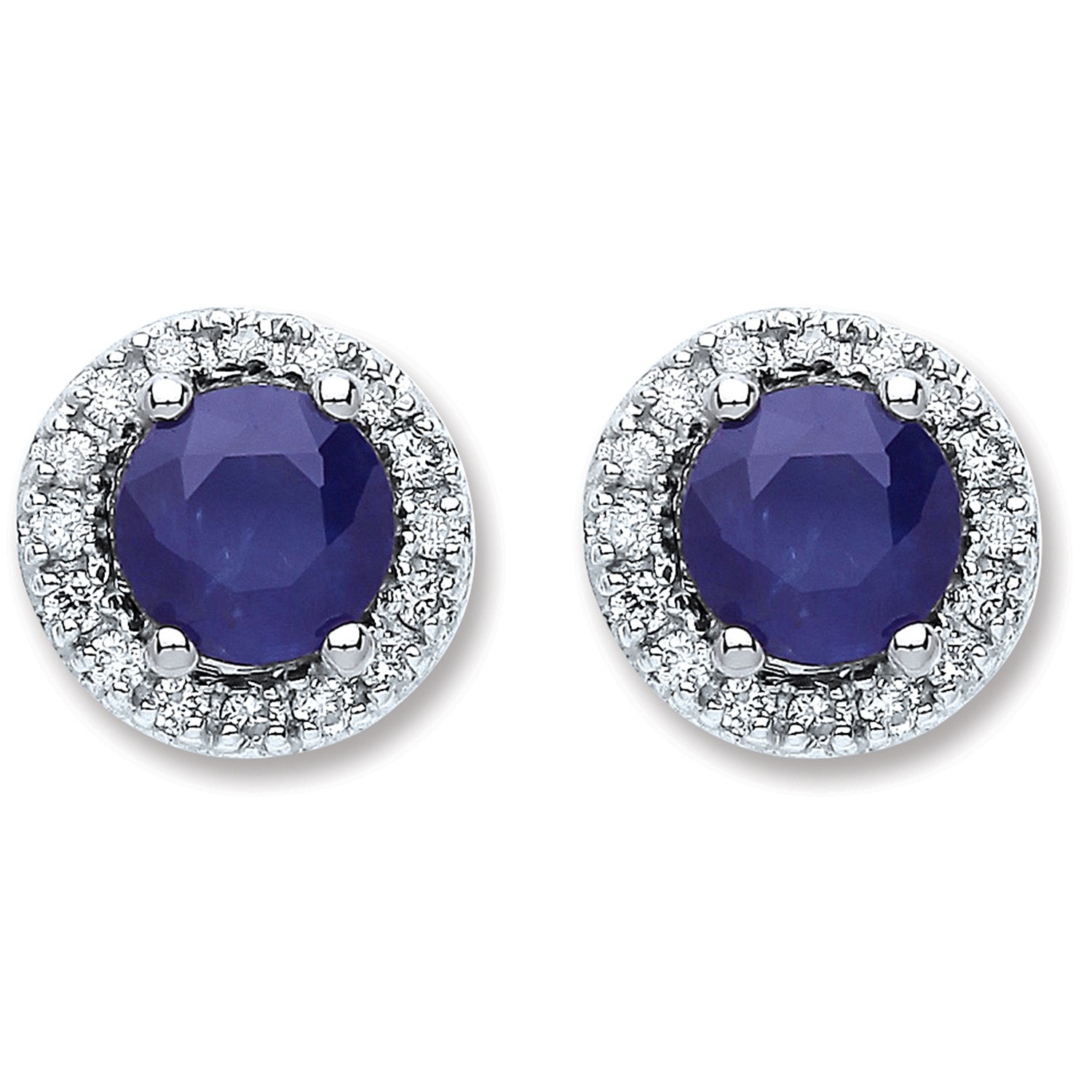 1.50 Carat Blue Sapphire Halo Diamond Earrings