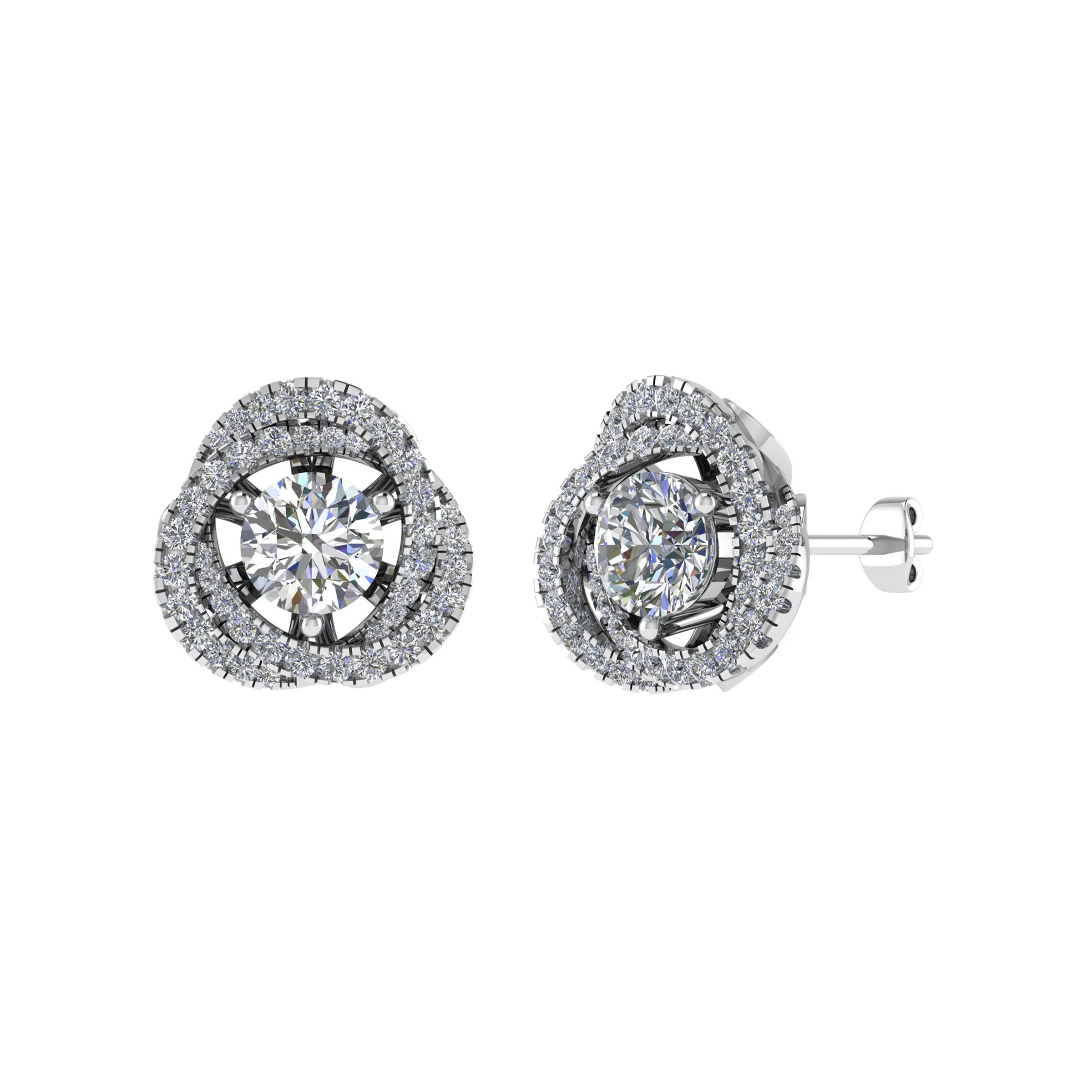 1.25 Carat Natural Halo Diamond Earrings