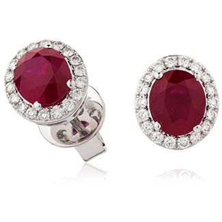 0.50 - 1.50 Carat Natural Ruby Halo Diamond Earrings