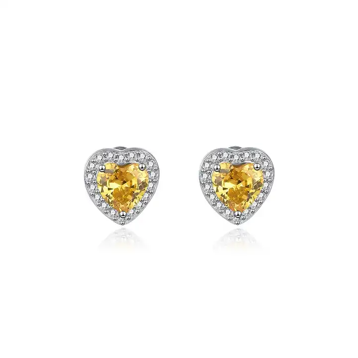 0.60 - 3.00 Carat Yellow Halo Diamond Earrings