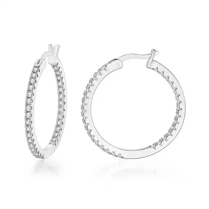 0.75 Carat Natural Hoop Diamond Earrings
