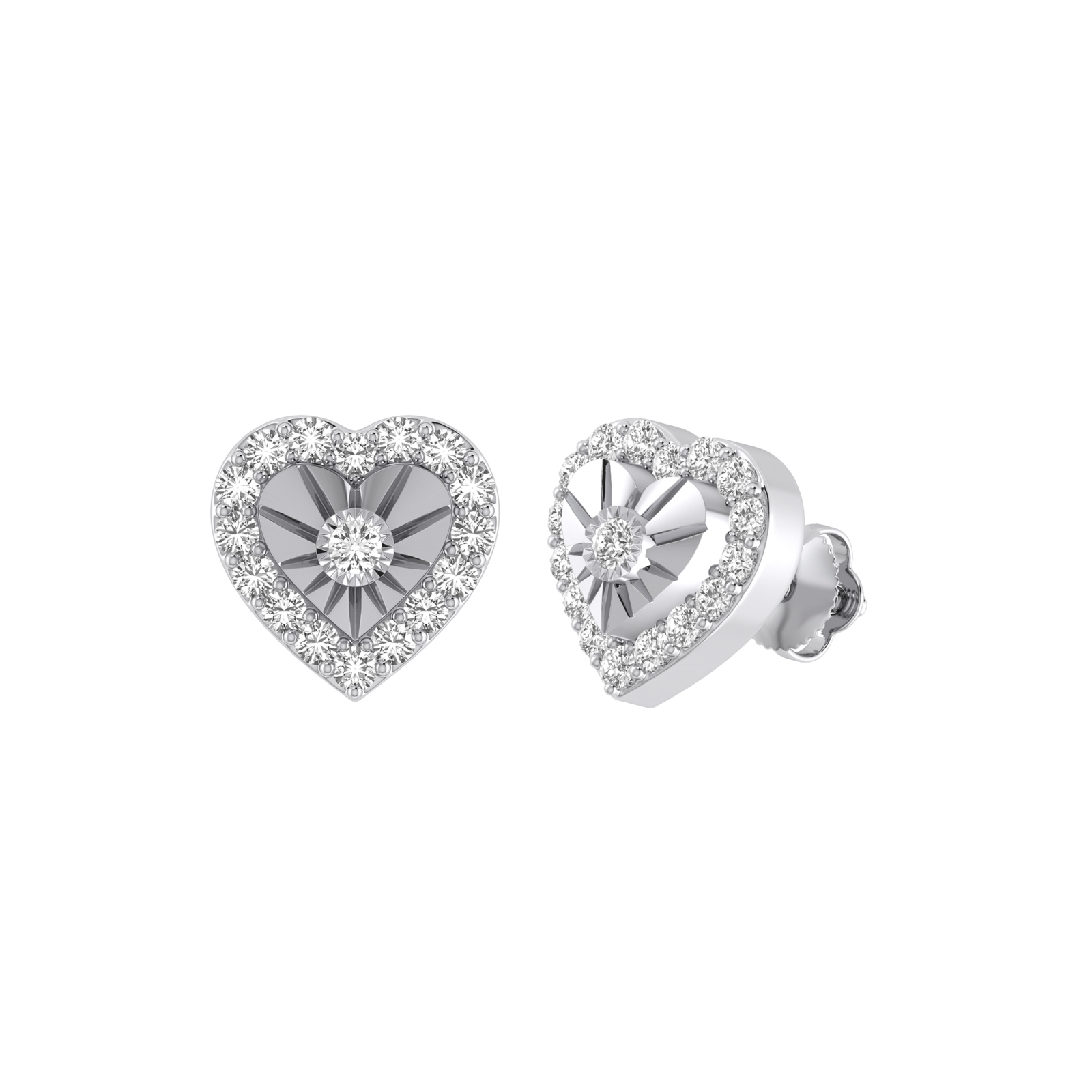 0.25 Ct Natural Round Cut Genaya  Cluster Diamond Earrings in 9K White Gold