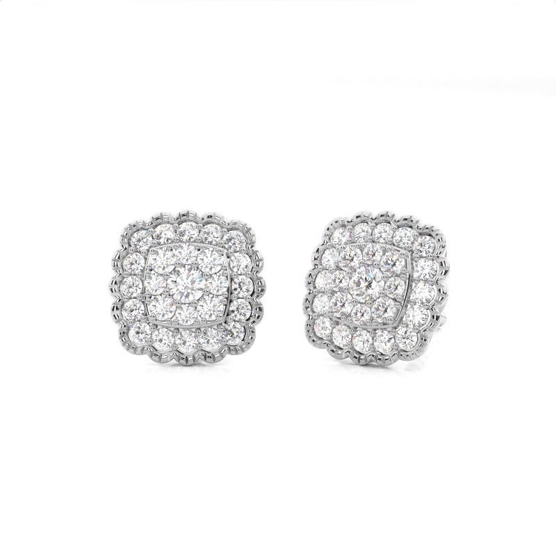 0.50 Carat Natural Cluster Diamond Earrings